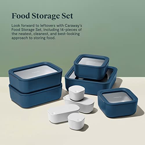 Caraway 14-Piece Ceramic Coated Glass Food Storage Set