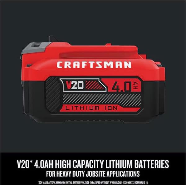 CRAFTSMAN V20 Pack (1) 4 Ah, (1) 2 Ah Lithium-ion Batteries with (1) Charger Station CMCB204-CKVA (20 Volts)