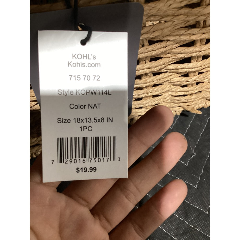 Lot # 907 KOHLs Natural Woven Basket Model 19 $1