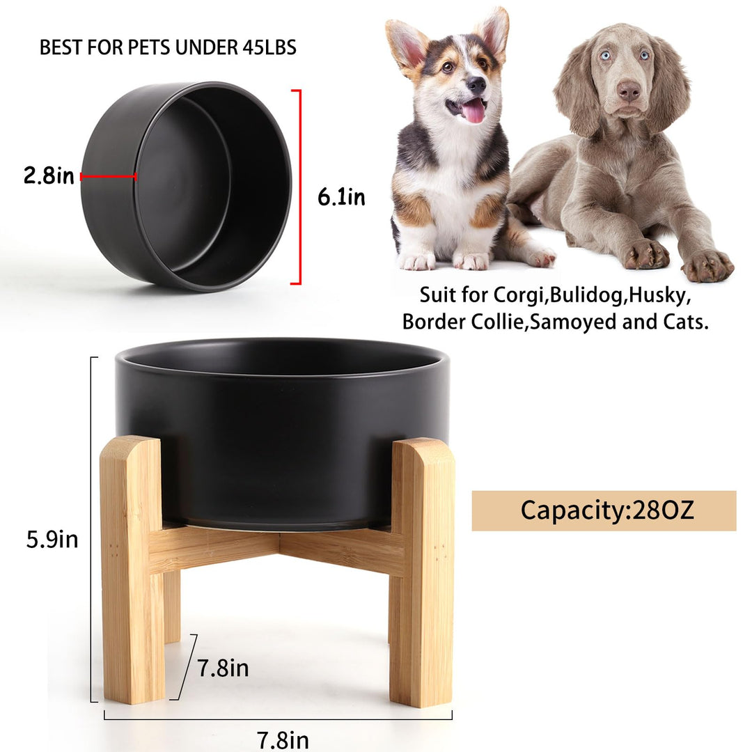 Lot # 1382 Petygooing 28 OZ Black Elevated/Raised Ceramic Dog Bowl for Small and Medium Breeds, Dog Food Water Dish with Stand,Pet Feeding Bowl with Anti Slip Rubber for Cats Small and Medium Dogs (3.6 Cups)