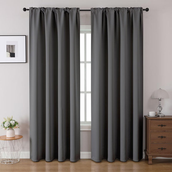 Lot # 1495 CUCRAF Blackout Curtains 96 inches Long 2 Panels Set for Bedroom, Light Grey Rod Pocket Room Darkening Curtain for Living Room, Thermal Insulated Window Drapes (W 52 x L 96 Inch)