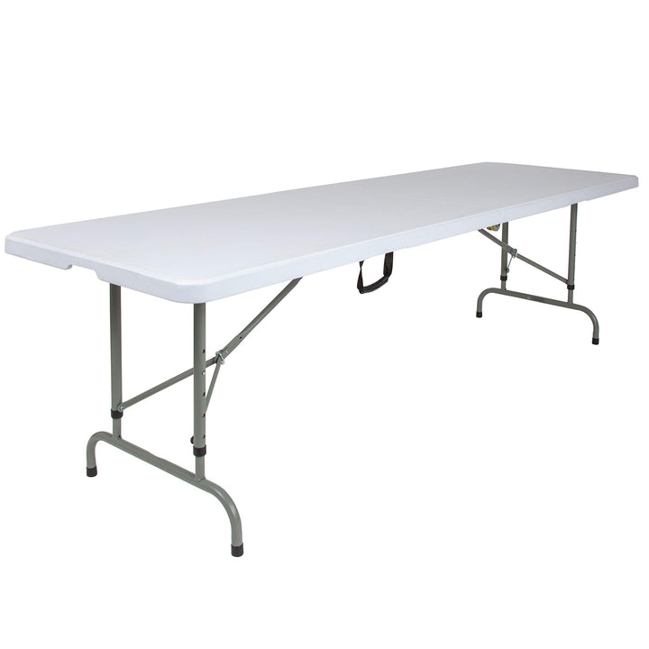 Lot # 1567 Flash Furniture Kathryn 8' Rectangular Adjustable Plastic Folding Event Table with Carrying Handle, Bi-Fold Table for Indoor/Outdoor Events, White