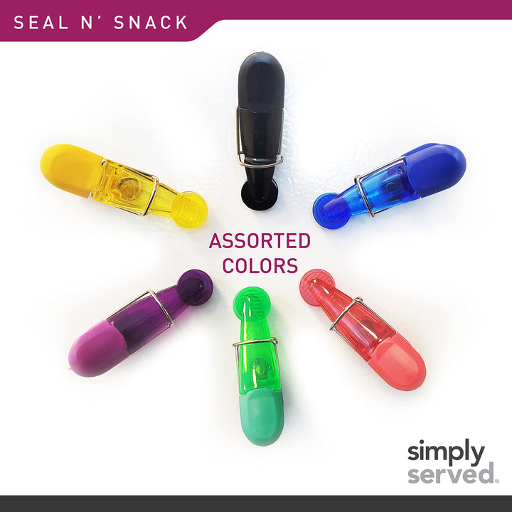 Lot # 1237 Simply Served Seal N Snack Magnetic Chip Clips, Multi-Purpose Bag Grips for Kitchen Storage, Keep Pantry Foods Fresh, Assorted Neutral Colors, 16 Count