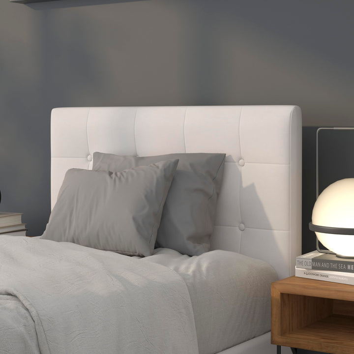 Lot # 1542 Flash Furniture Lennox Tufted Upholstered Twin Size Headboard in White Vinyl