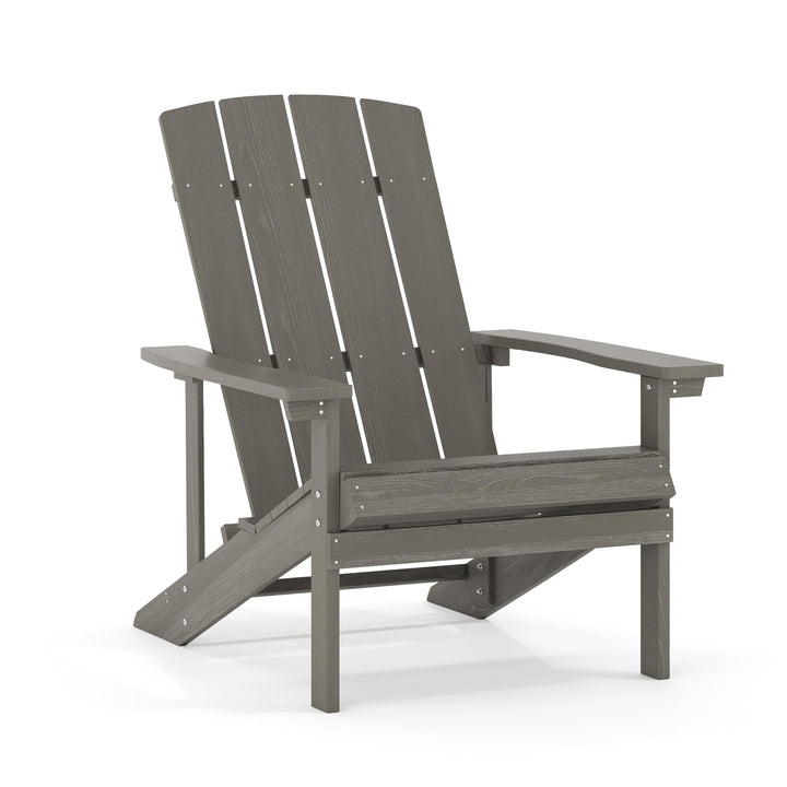 Lot # 1531 Flash Furniture Charlestown Indoor/Outdoor Faux Wood Adirondack Chair, Weather-Resistant Polyresin Patio Adirondack Chair with 350-lb. Static Weight Capacity, Gray