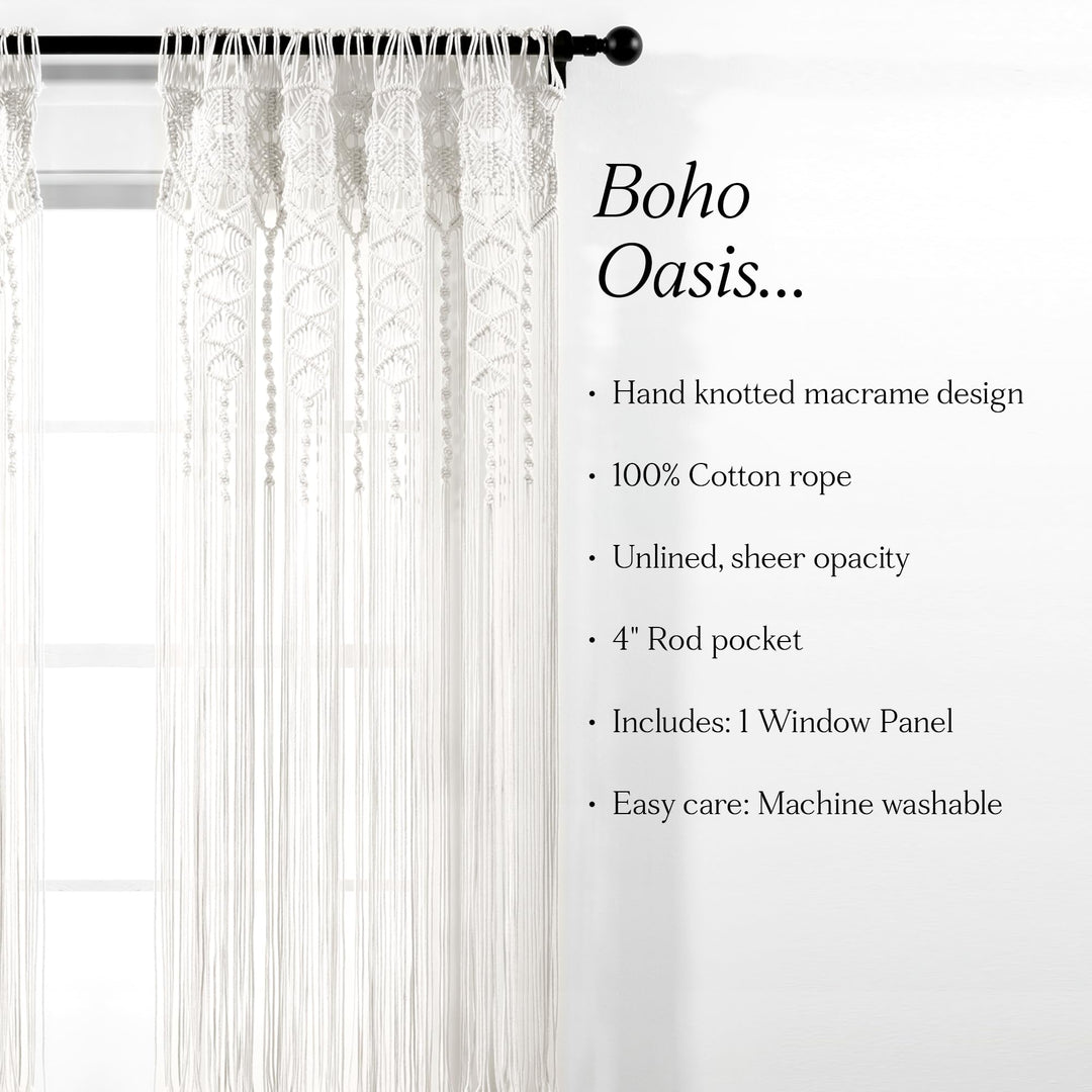 Lot # 1359 Lush Decor Boho Macrame Curtain 40x84 White $27.00