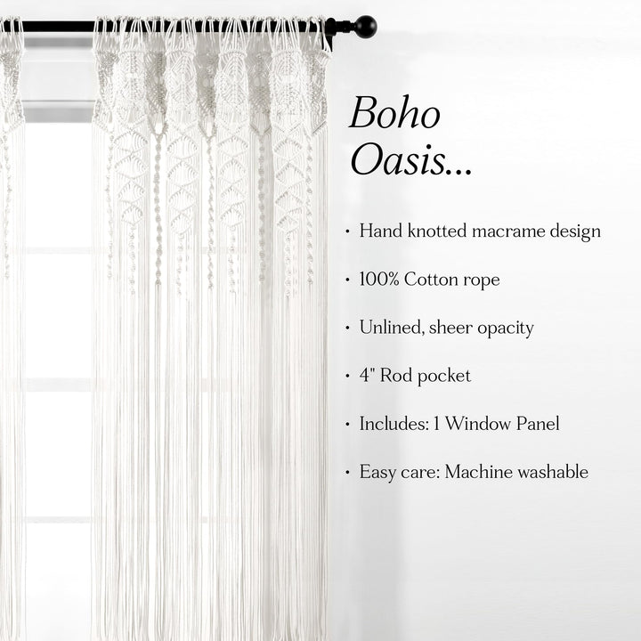 Lot # 1359 Lush Decor Boho Macrame Curtain 40x84 White $27.00