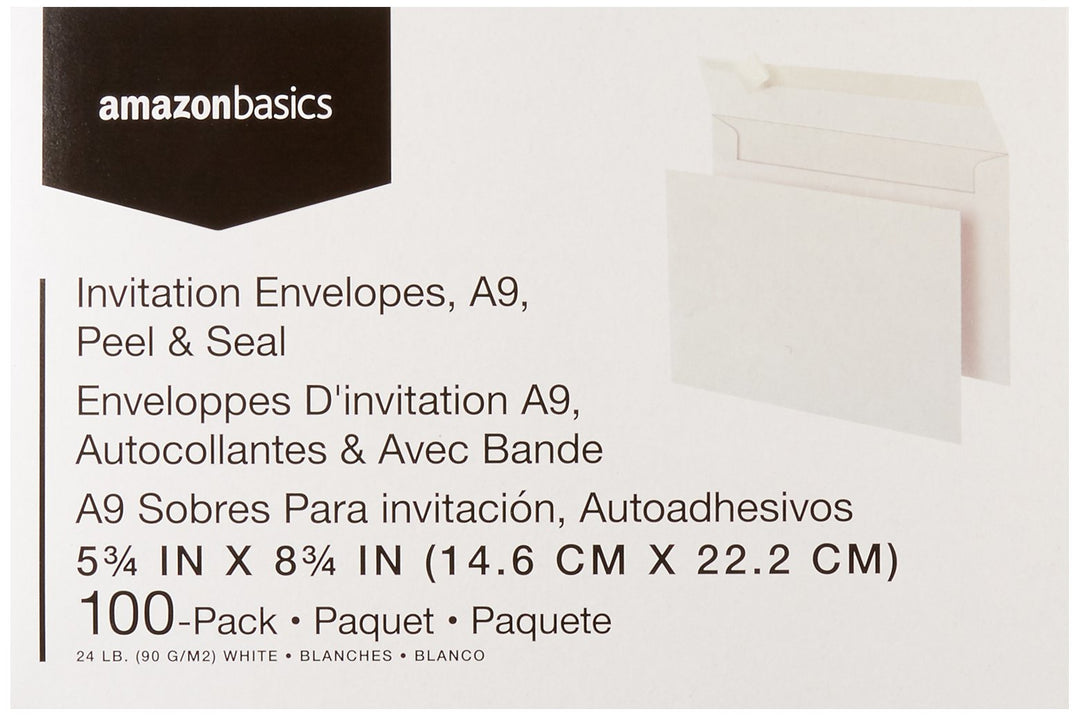 Lot # 1372 Amazon Basics A9 Env. White 100-Pk PeelSeal