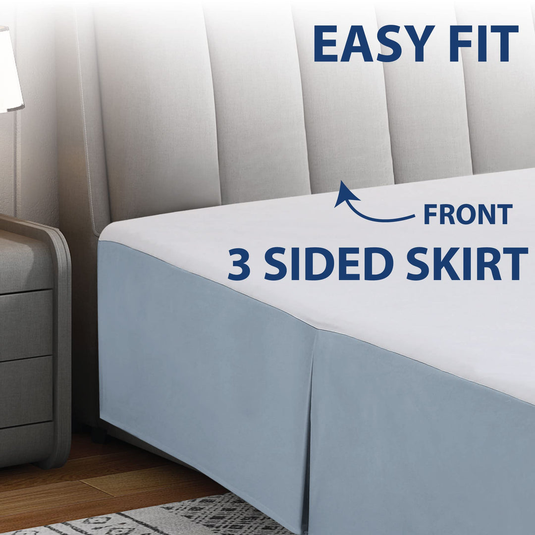 Lot # 937 Cathay Home Microfiber Bed Skirt Queen Blue Fog $17.00