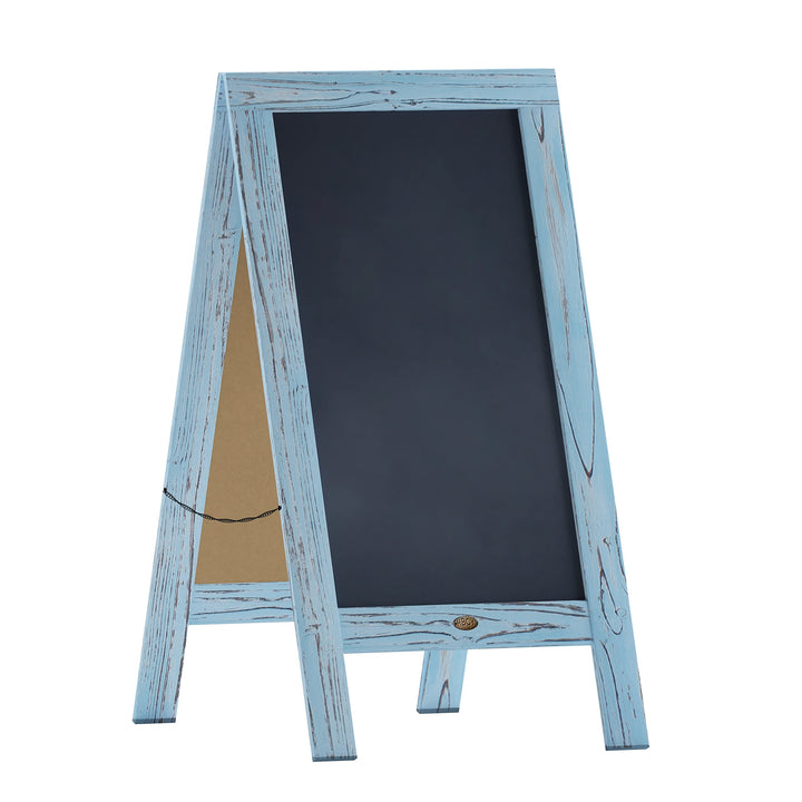 Lot # 1575 HBCY Creations A Frame Chalkboard 40x20 Solid Wood A-Frame Sign Robin Blue Double-Sided Magnetic Board, Chalkboard Menu Board, for Restaurants, Cafés, Weddings - Heavy Duty Hinges
