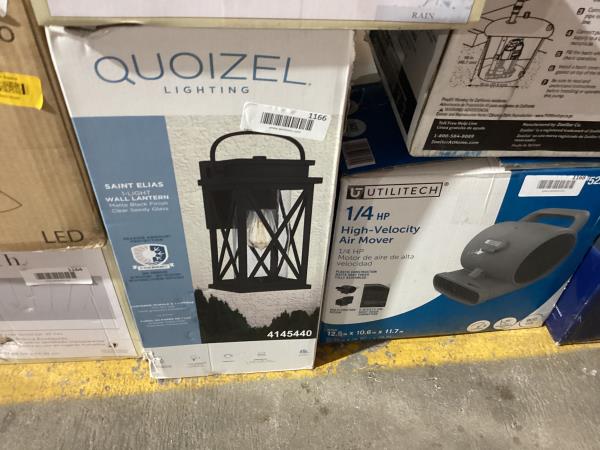 Lot # 1166 Quoizel Saint Elias Matte Black Wall Light $79