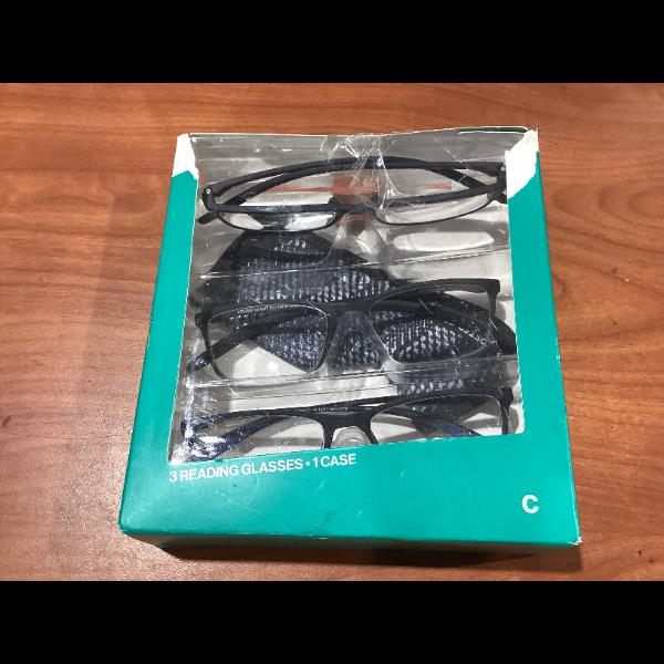 Lot # 351 PAOT Black Reading Glasses 3-Pair Set $18.00