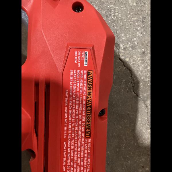 Lot # 1438 Craftsman V20 Cordless String Trimmer Used - $65