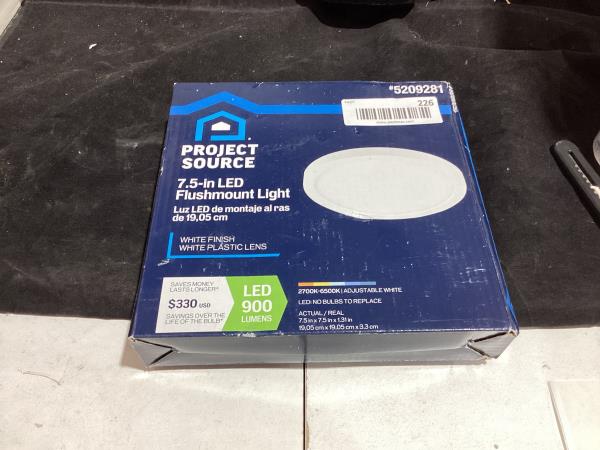 Lot # 226 Project Source White LED Flush Mount Light