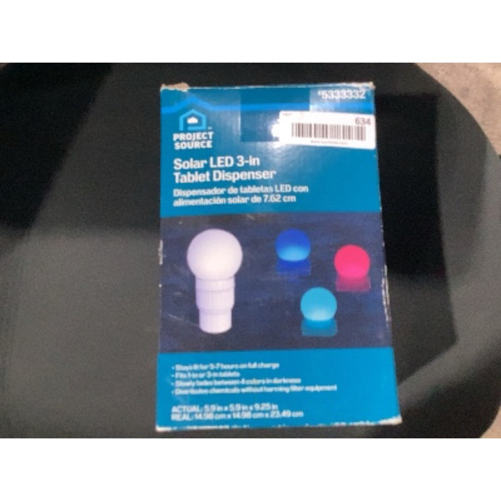 Lot # 634 PROJECT SOURCE Solar LED 3-in Dispenser $35.00