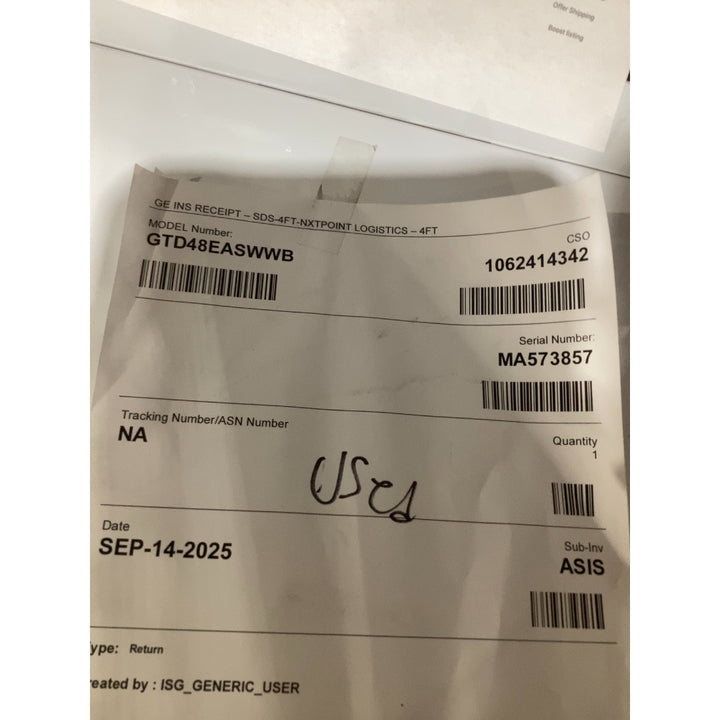 Lot # 2351 GE GTD48EASWWB Dryer $850