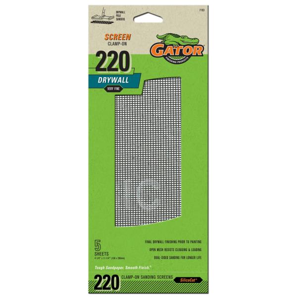 Lot # 789 Gator 7103 Precut Drywall Sanding Screen Very Fine 220-Grit Sheet Sandpaper, 4.25 x 11.25 Inch, 5 Sheets