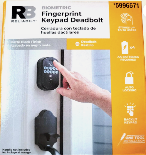Lot # 1753 Reliabilt Fingerprint Deadbolt Door Lock $40