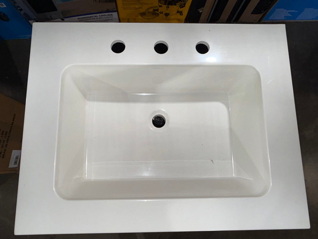 Style Selections Cauley 24-in Black Single Sink Bathroom Vanity with White Cultured Marble Top