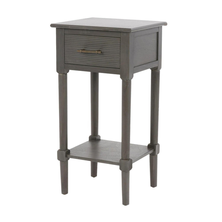 Lot # 272 Allen+Roth Gunmetal Wood Midcentury End Table $65