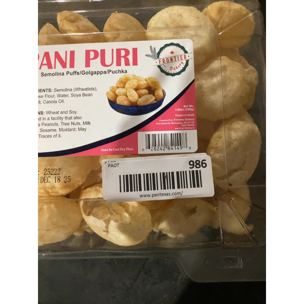 Lot # 986 Frontier Bakery Pani Puri $10.00