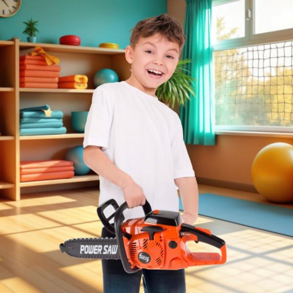 Lot # 1532 Hey!Play! Toy Chainsaw for Boys and Girls- Outdoor Power Tool for Pretend Play-Battery Powered with Pull Cord, Rotating Chain and Realistic Sounds, Orange