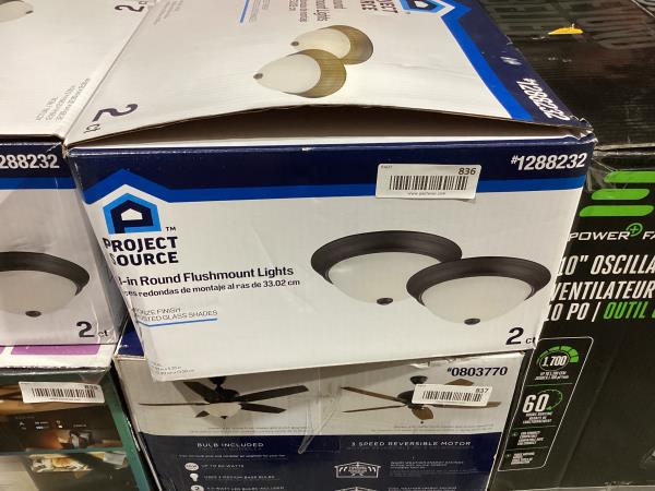 Lot # 836 Project Source Bronze LED Flush Mount 2 Light $55