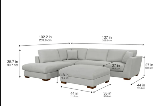 Henredon Larkin House Deep Seating Fabric Sectional with Storage Ottoman