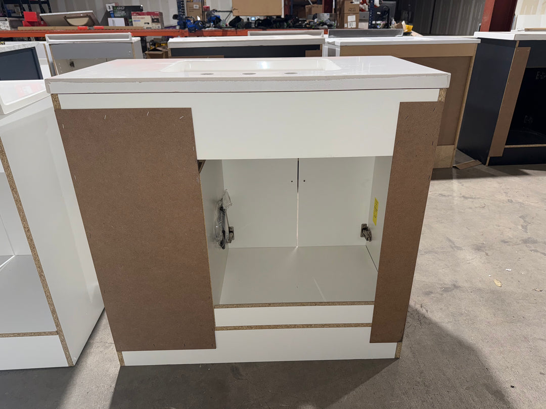 Style Selections Cauley 36-in True White Single sink Bathroom Vanity With Top (Open Box)