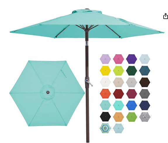 Lot # 6 teal patio umbrella $99