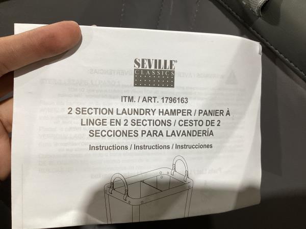Lot # 2205 Seville 2 Section Laundry Hamper $38