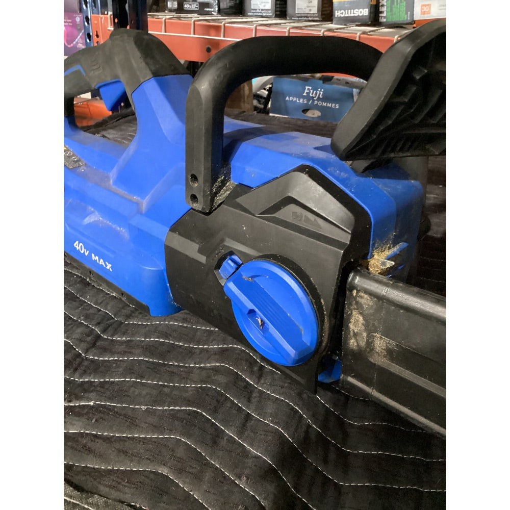 Lot # 1015 KOBALT 40V Max Brushless Cordless Chain Saw ICS 1040B-03 - 10-inch Bar, Blue and Black