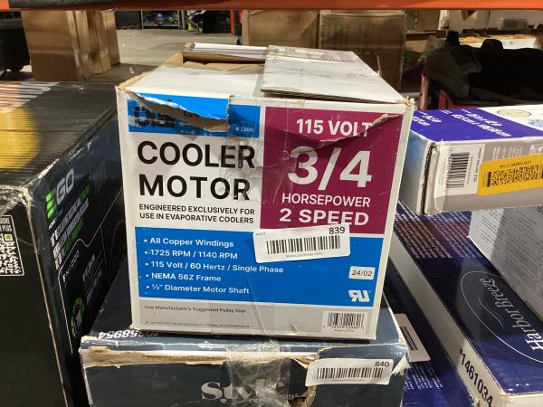 Lot # 839 Dial Manufacturing 3/4HP 115V Cooler Motor $139