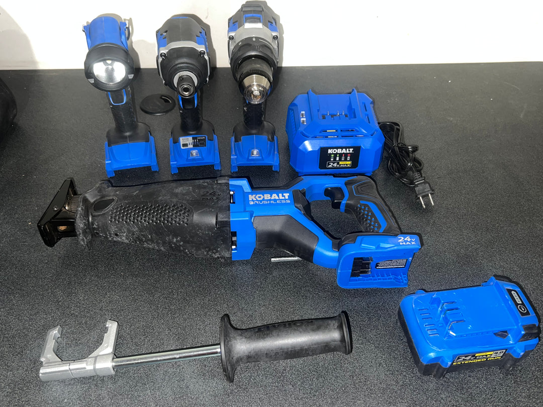 Kobalt 24-volt 4-Tool Brushless Power Tool Combo Kit with Soft Case (1-Battery Included and Charger Included) (USED)