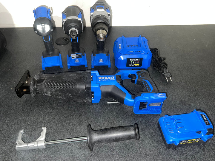Kobalt 24-volt 4-Tool Brushless Power Tool Combo Kit with Soft Case (1-Battery Included and Charger Included) (USED)