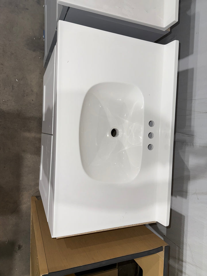 Project Source Dover 30-in True White Single sink Bathroom Vanity with White Cultured marble Top (Open Box)