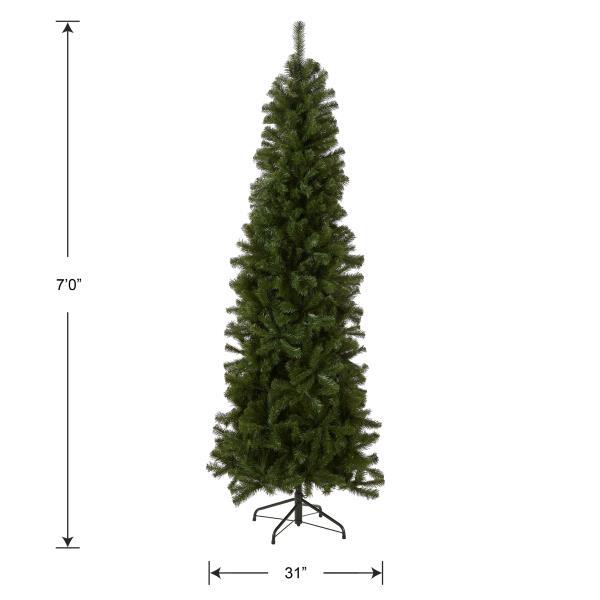 Lot # 1623 National Tree Company Artificial Slim Christmas Tree, Green, North Valley Spruce, Includes Stand, 7 Feet