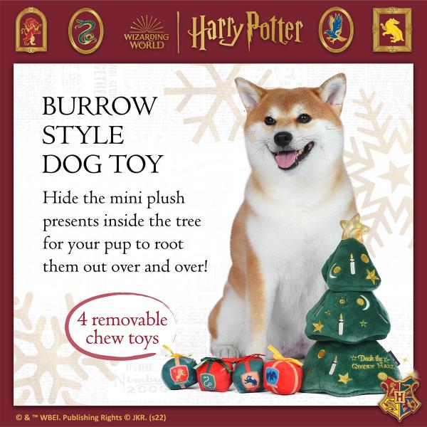 Lot # 945 Harry Potter 14" Holiday Tree Burrow Dog Toy with Plush Squeaker Hogwarts House Presents | Dog Toys for Pets, Plush Dog Toy, Dog Squeaky Toy, Toys for Dogs