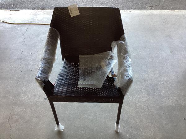 Lot # 2252 Flash Furniture Ethan Commercial Grade Patio Chair, All Weather PE Rattan Wicker Stacking Patio Dining Chair, Black