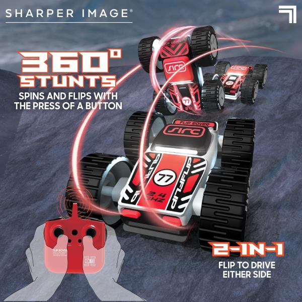 Lot # 1233 Sharper Image® Toy RC X-Treme Flip High-Performance Remote Control Vehicle with Double-Sided Driving, LED Lights, Performs Spins, Flips & Donuts, 3-Pieces, Blue, Age 6+
