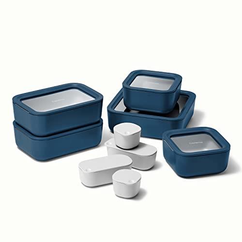 Caraway 14-Piece Ceramic Coated Glass Food Storage Set