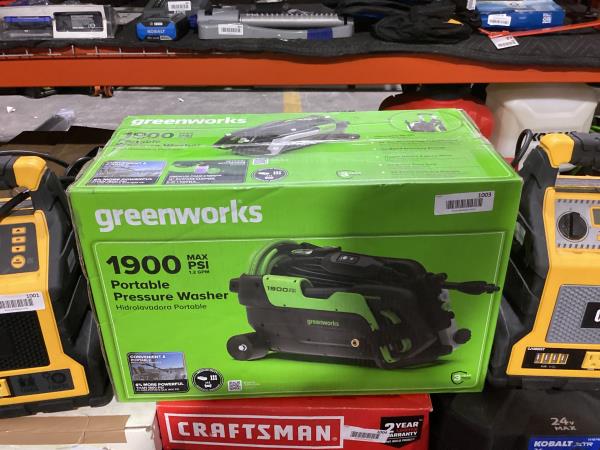 Lot # 1003 Greenworks Cold Water Electric Pressure washer $149