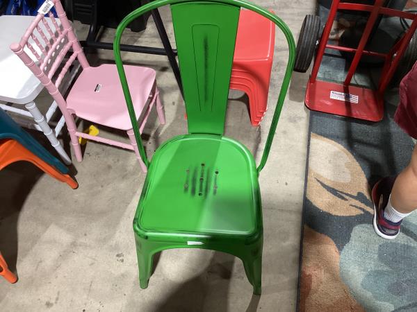 Lot # 2081 Flash Furniture Commercial Grade Distressed Green Metal Indoor-Outdoor Stackable Chair