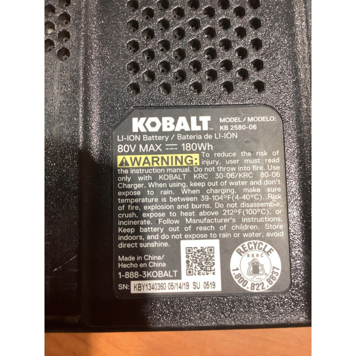 Lot # 130 Kobalt KB 2580-06 Battery $120.00