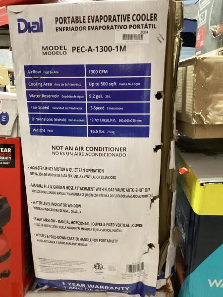 Lot # 2004 Dial 1300 3-Speed Portable Evaporative Cooler $228