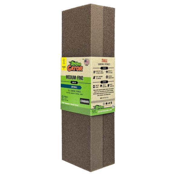Lot # 83 Gator 7109 Multi-Grade Pack Medium Fine Grit Tall Sanding Sponge, 3 x 10 Inch, 2 Sponges