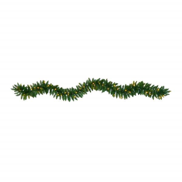 Lot # 1560 Nearly Natural 9ft. Christmas Pine Artificial Garland with 50 Warm White LEDs Lights