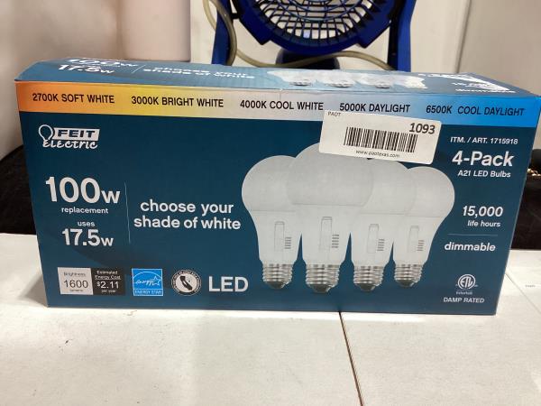 Lot # 1093 Feit Electric White 17.5W LED Bulb 1600 Lumens