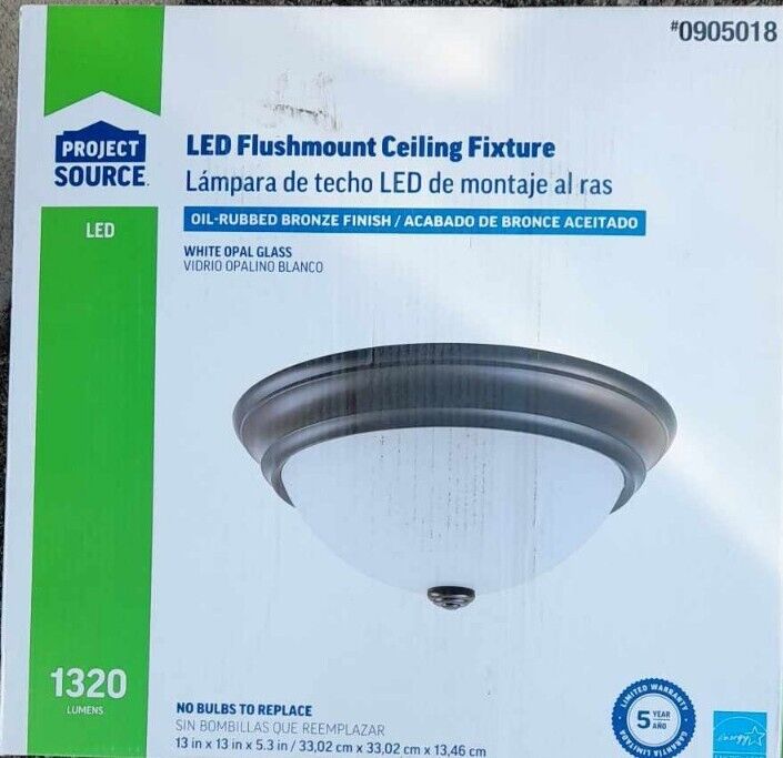 Lot # 1767 Project Source 13" Bronze LED Flush Mount Light$30