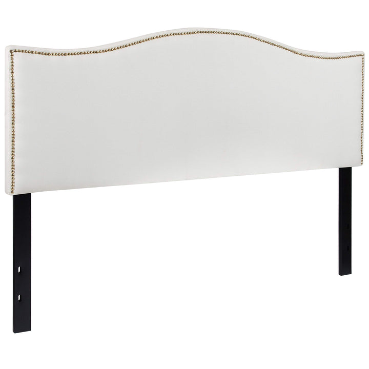 Lot # 1872 Flash Furniture Lexington Upholstered Queen Size Headboard with Accent Nail Trim in White Fabric